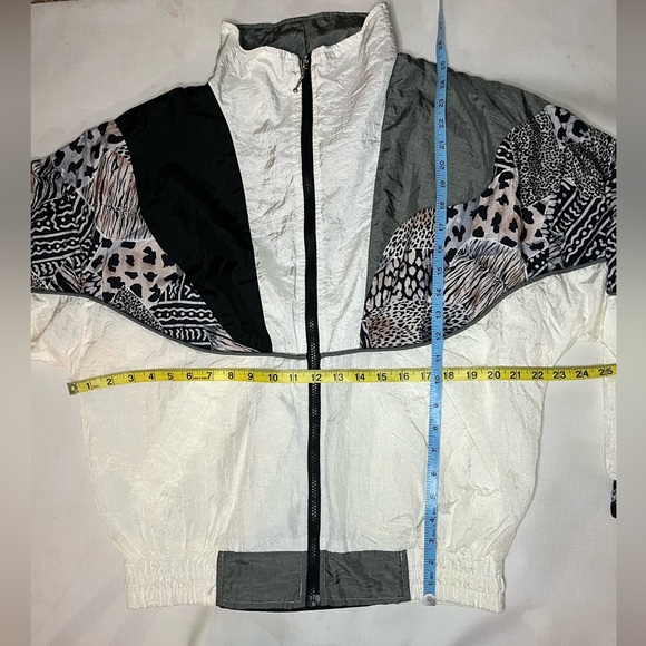 Vintage windbreaker set leopard print black gray and white retro sport - Picture 2 of 6